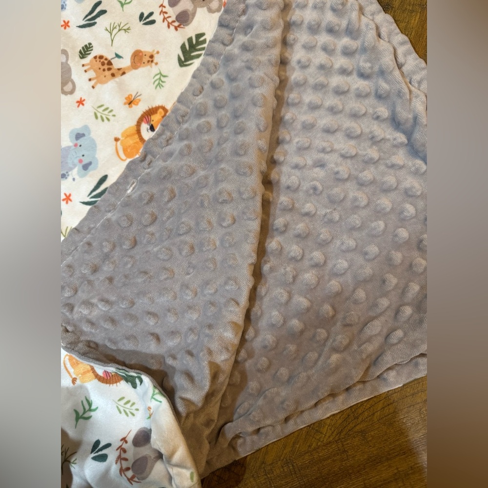 Toddler Baby Blanket with Gray and Multicolor Animal Print Soft And Warm - Picture 10 of 10